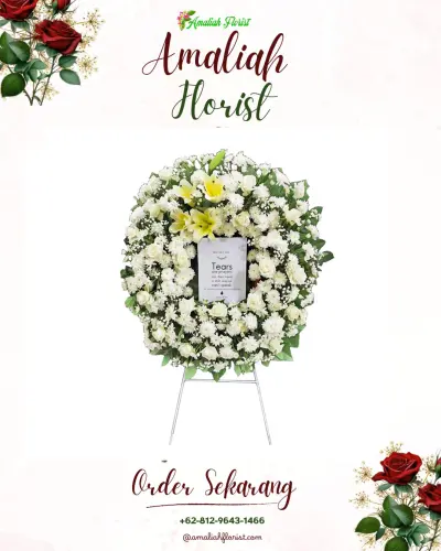 Krans Bunga Duka Cita di Rumah Duka Suka Dame